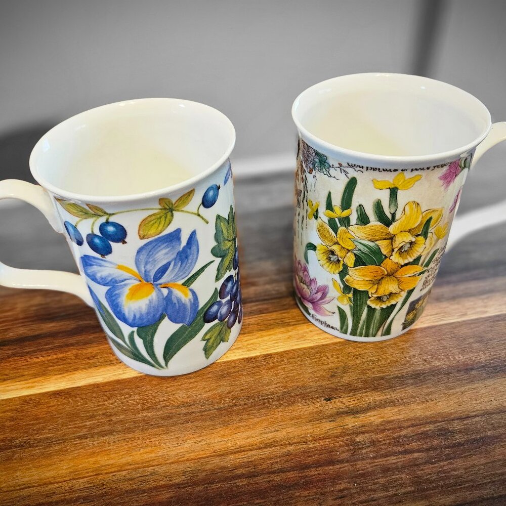 two Roy Kirkman mugs bone china made in England  beautiful designs